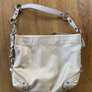 Coach Carly Metallic Pearl F15251 Leather Shoulder Bag